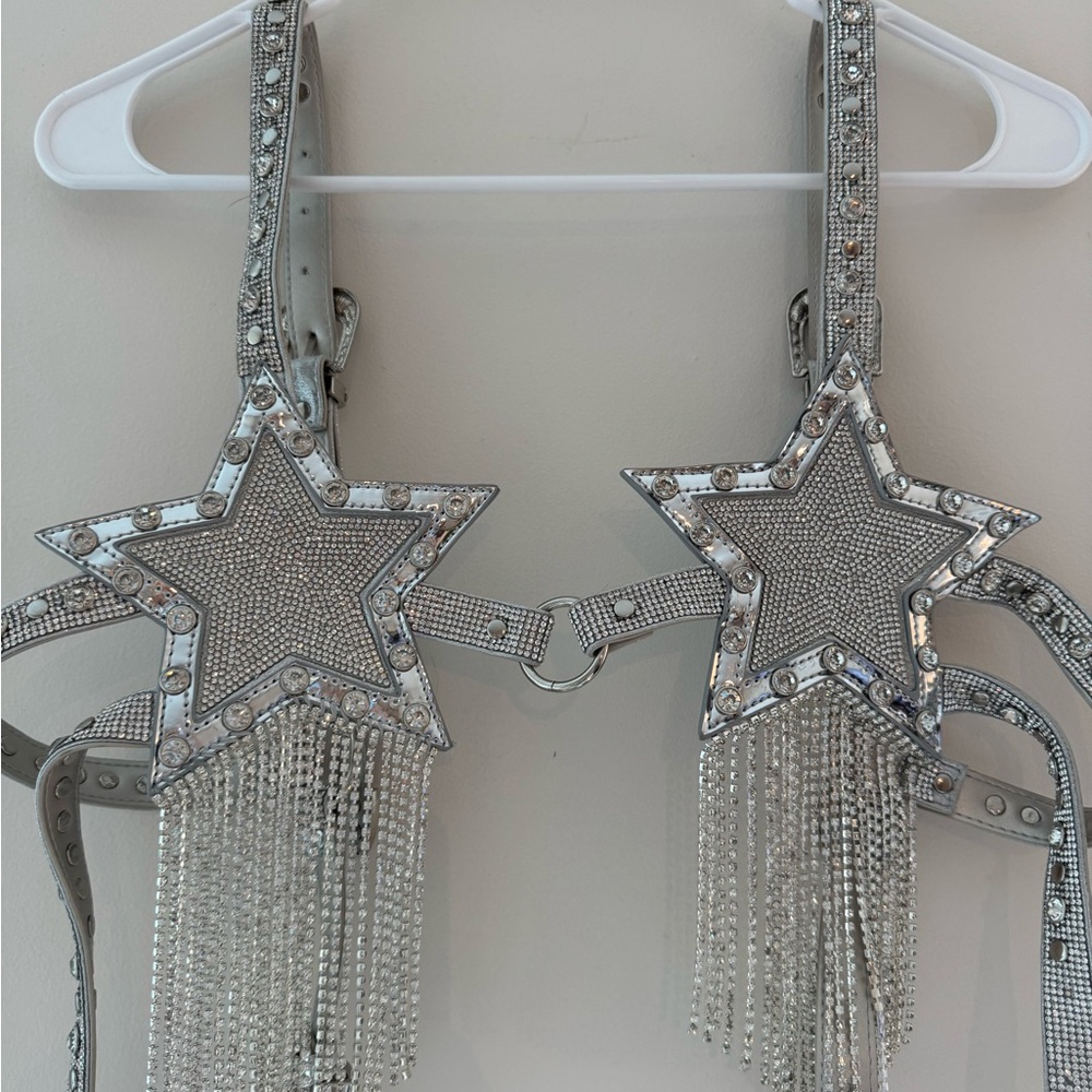 Dolls Kill Silver Bling Star Bra Harness